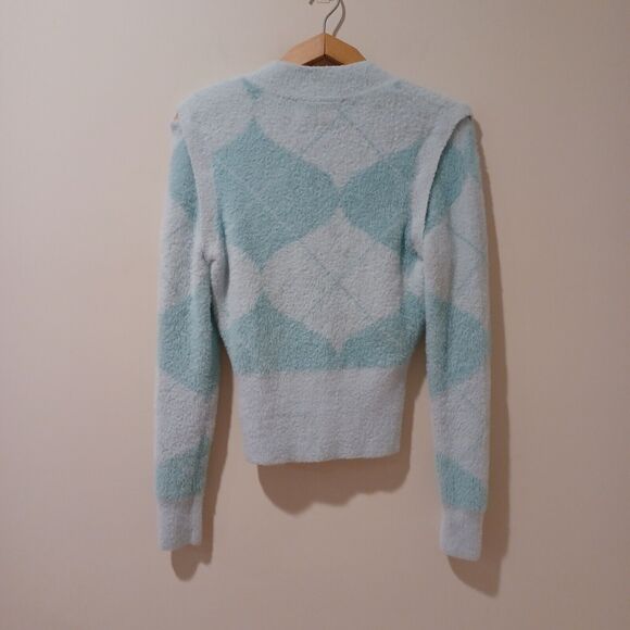 House Of Sunny Argyle Diamond Knit 2 in 1 V Neck Long Sleeve Sweater/Vest US 2 - Picture 7 of 10